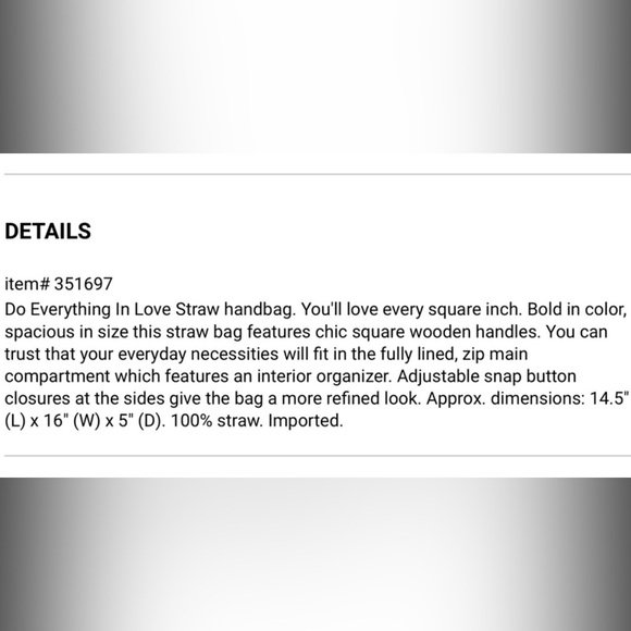 NWT Do Everything In Love Straw Handbag - Picture 4 of 4